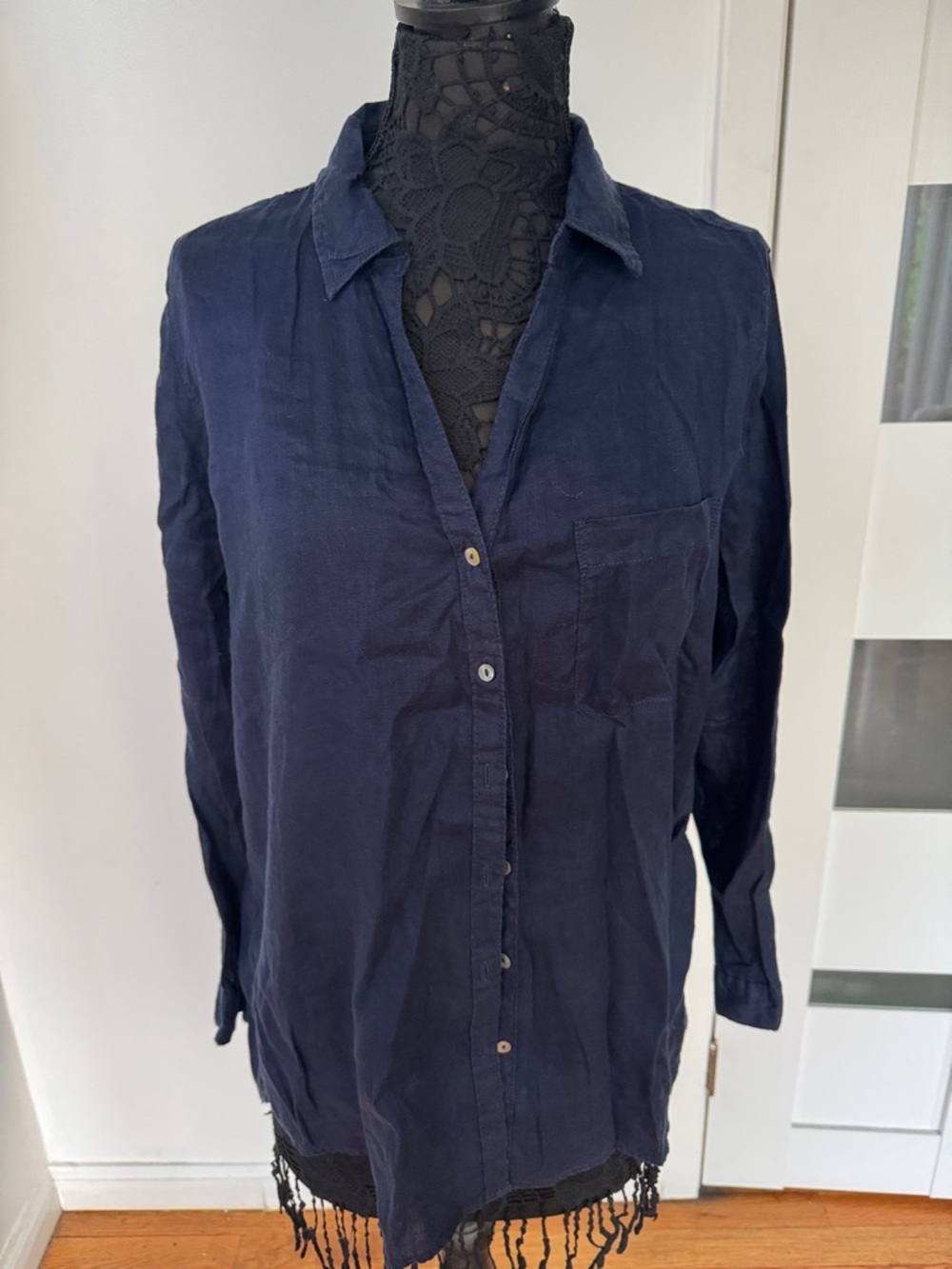 Sigrid Olsen Navy Button-Down Shirt